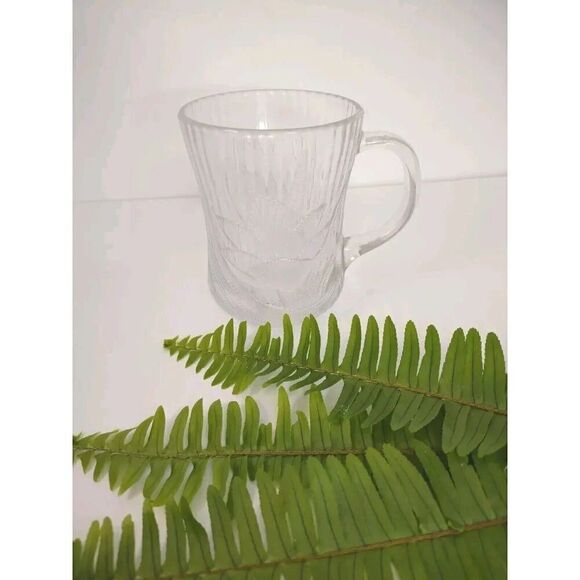 Arcoroc Canterbury Crocus Clear Glass Mug Coffee Cup Tea Tulip Vintage - Picture 3 of 9